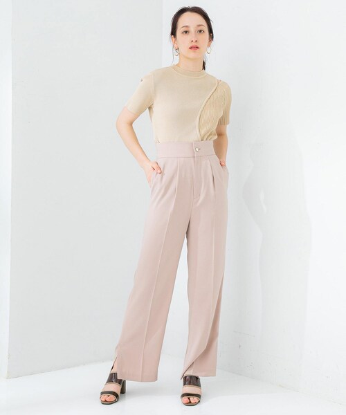 STUDIOUS（ステュディオス）の「ジョーゼットタックストレートパンツ（パンツ・レディース・BLACK/PINK BEIGE/YELLOW/SAX・1/2）」の18枚目の写真