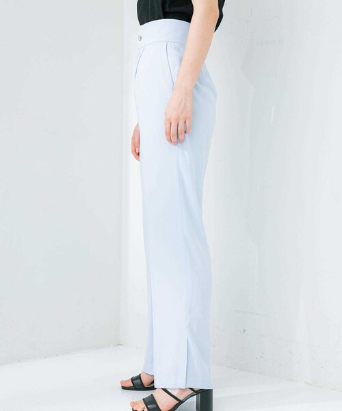 STUDIOUS（ステュディオス）の「ジョーゼットタックストレートパンツ（パンツ・レディース・BLACK/PINK BEIGE/YELLOW/SAX・1/2）」の4枚目の写真