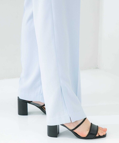 STUDIOUS（ステュディオス）の「ジョーゼットタックストレートパンツ（パンツ・レディース・BLACK/PINK BEIGE/YELLOW/SAX・1/2）」の9枚目の写真