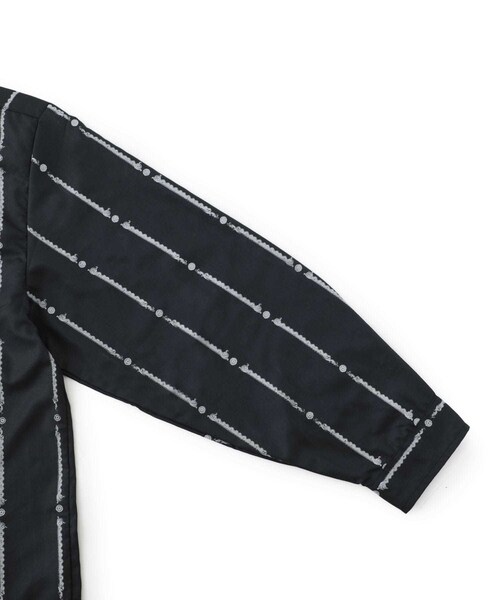 TIGHTBOOTH PRODUCTION / YUKICHI STRIPE SHIRT/長袖シャツ/M/ポリエステル/BLK/ストライプ TIGHTBOOTH PRODUCTION（タイトブースプロダクション）の「YUKICHI