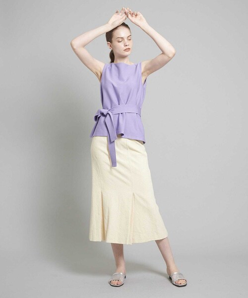 WRAPINKNOT（ラッピンノット）の「別注ノースリーブ2WAYトップス（トップス・レディース・OFF WHITE/BROWN/PINK/LIGHT BLUE/PURPLE・0）」の2枚目の写真