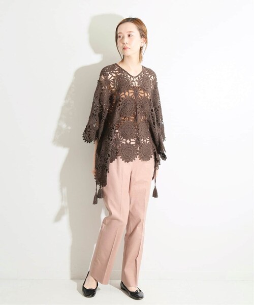 【IENA LA BOUCLE】サークルクロッシェモチーフ ケーププルオーバー IENA（イエナ）の「IENA LA BOUCLE サークル クロッシェモチーフ