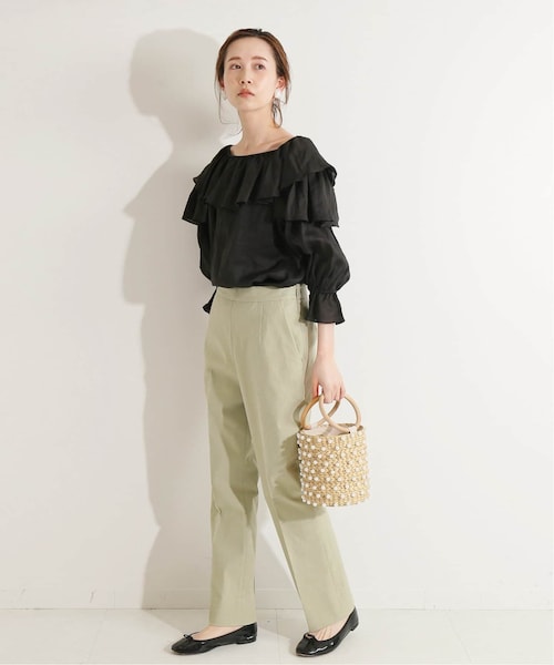 IENA（イエナ）の「IENA LA BOUCLE 麻ストレッチ フレアパンツ