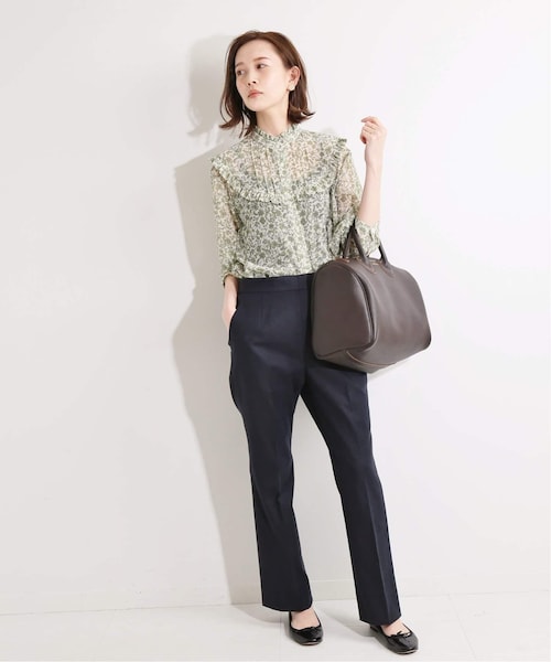 IENA（イエナ）の「IENA LA BOUCLE 麻ストレッチ フレアパンツ