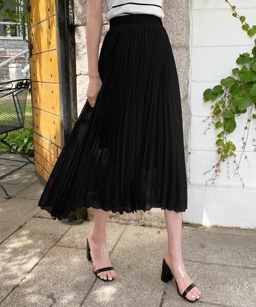 DHOLIC(ディーホリック)の「シフォンプリーツスカート(スカート・レディース・ブルー/ブラック/ベージュ・FREE)」の2枚目の写真