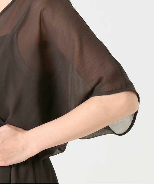 【未使用】NOBLE × CACHEC 楊柳カシュクールティアードワンピース 未使用】NOBLE × CACHEC 楊柳カシュクールティアードワンピース
