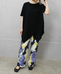 Sheson | Sheson(シーズン)異素材切替アシメチュニックTee(チュニック)