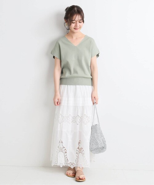 大人気完売品‼︎ SLOBE IENA コットンハイゲージニュアンス5分袖ニット SLOBE IENA（スローブイエナ）の「コットンハイゲージ ニュアンス5分袖