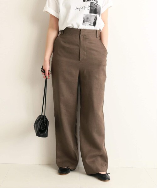 SLOBE IENA（スローブイエナ）の「ウォッシャブルフレンチリネンハイウエストパンツ◆（パンツ・ナチュラル/36/38/40/在庫なし/残り1点）」の2枚目の写真