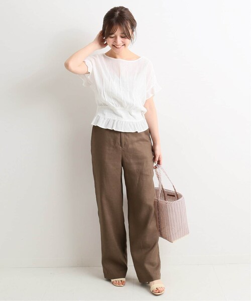 SLOBE IENA（スローブイエナ）の「ウォッシャブルフレンチリネンハイウエストパンツ◆（パンツ・ナチュラル/36/38/40/在庫なし/残り1点）」の6枚目の写真