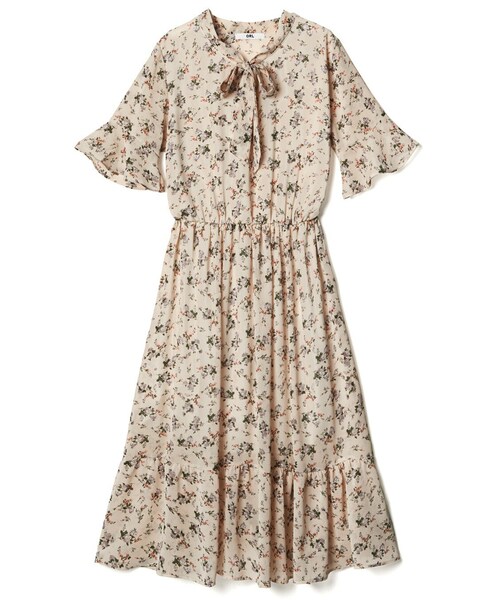 Grl グレイル の 花柄リボンタイフレアスリーブワンピース ワンピース Wear