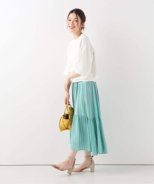 スピック&スパン　Cangioli マルチストライプティアードスカート Spick & Span（スピックアンドスパン）の「Cangioli マルチ