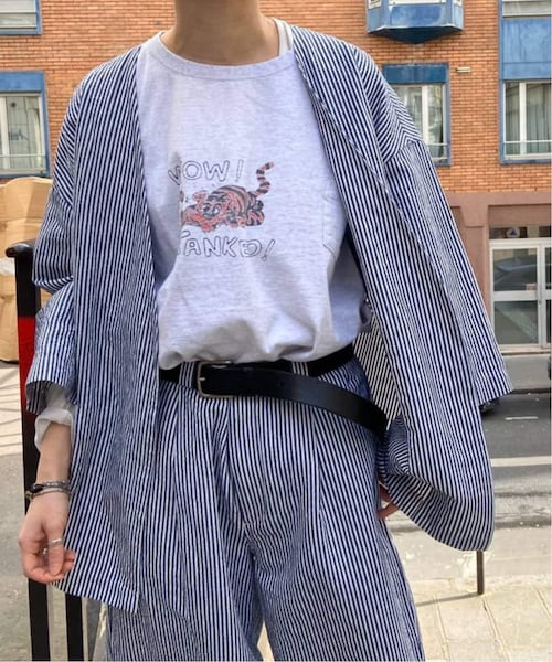 【なこです】ムジ.サッカーストライプ Vネックガウンジャケット　ブラック JOURNAL STANDARD LUXE（ジャーナルスタンダード ラックス）の