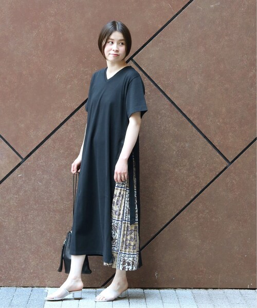 B.C STOCK（ベーセーストック）の「シルケットテンジクサイドプリーツワンピース◆（ワンピース/ドレス・ブラック/フリー/在庫なし）」の4枚目の写真