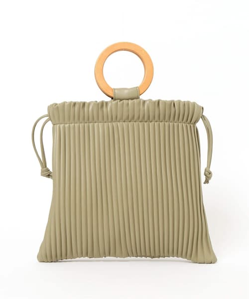 B.C STOCK（ベーセーストック）の「ウッドハンドルプリーツBAG◆（バッグ・ブラック/フリー/在庫あり）」の20枚目の写真