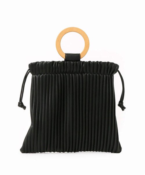 B.C STOCK（ベーセーストック）の「ウッドハンドルプリーツBAG◆（バッグ・ブラック/フリー/在庫あり）」の22枚目の写真