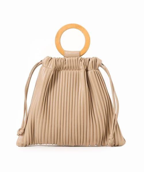 B.C STOCK（ベーセーストック）の「ウッドハンドルプリーツBAG◆（バッグ・ブラック/フリー/在庫あり）」の15枚目の写真