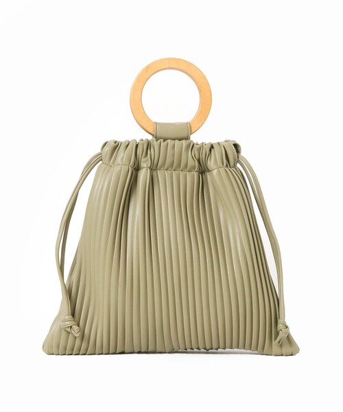 B.C STOCK（ベーセーストック）の「ウッドハンドルプリーツBAG◆（バッグ・ブラック/フリー/在庫あり）」の16枚目の写真
