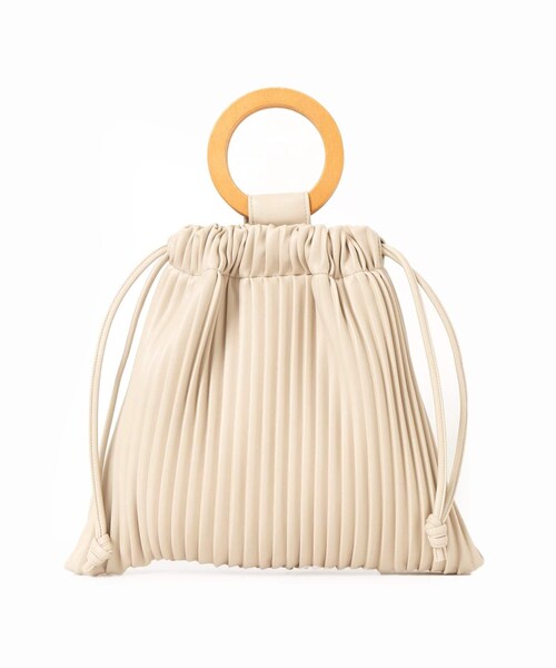 B.C STOCK（ベーセーストック）の「ウッドハンドルプリーツBAG◆（バッグ・ブラック/フリー/在庫あり）」の14枚目の写真