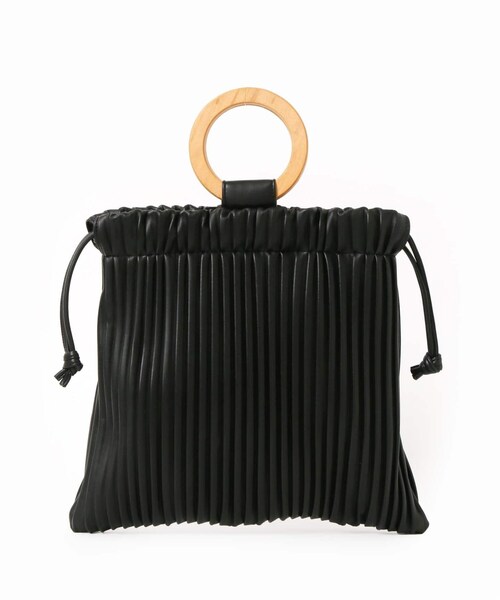 B.C STOCK（ベーセーストック）の「ウッドハンドルプリーツBAG◆（バッグ・ブラック/フリー/在庫あり）」の17枚目の写真