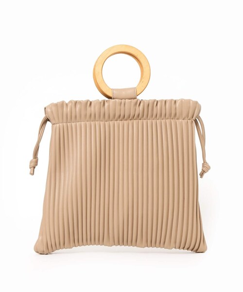 B.C STOCK（ベーセーストック）の「ウッドハンドルプリーツBAG◆（バッグ・ブラック/フリー/在庫あり）」の19枚目の写真