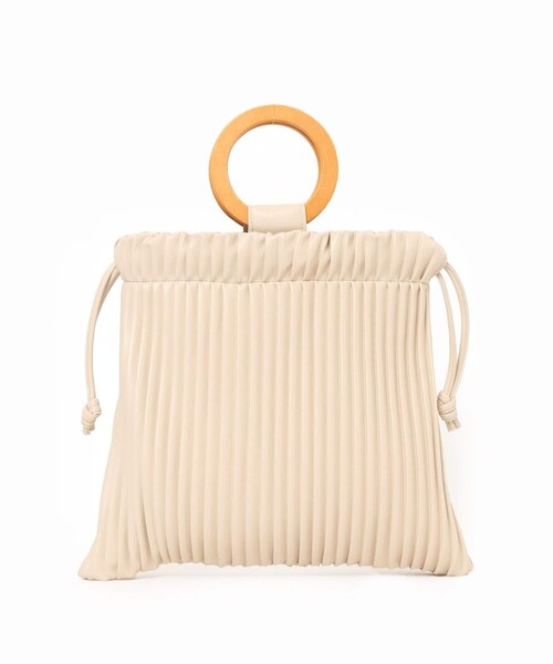 B.C STOCK（ベーセーストック）の「ウッドハンドルプリーツBAG◆（バッグ・ブラック/フリー/在庫あり）」の18枚目の写真