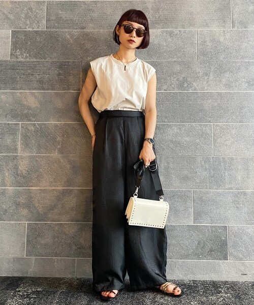 PAGEBOY（ページボーイ）の「クラッシュサテンパンツ（パンツ・レディース・ブラック/グレージュ/ライム・F）」の5枚目の写真