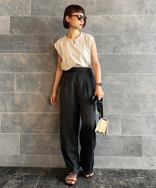 PAGEBOY（ページボーイ）の「クラッシュサテンパンツ（パンツ・レディース・ブラック/グレージュ/ライム・F）」の7枚目の写真