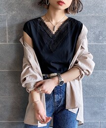 PAGEBOY | スカラップレースフレンチスリーブ【追加予約】(トップス)