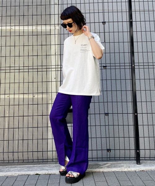 PAGEBOY（ページボーイ）の「アサレーヨンフレアスリットパンツ（パンツ・レディース・ブラック/グレージュ/パープル・S/M）」の9枚目の写真