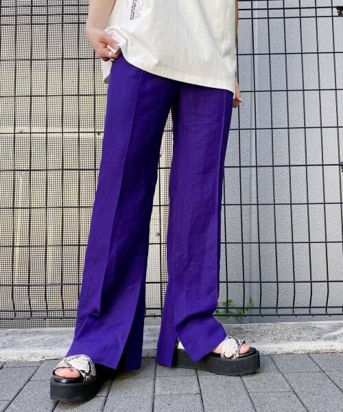 PAGEBOY（ページボーイ）の「アサレーヨンフレアスリットパンツ（パンツ・レディース・ブラック/グレージュ/パープル・S/M）」の3枚目の写真