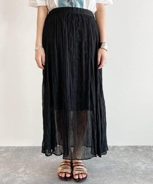 PAGEBOY（ページボーイ）の「シアークリンクルプリーツスカート【新色追加】（スカート・レディース・ブラック/グレージュ/グリーン/ダークブラウン・F）」の12枚目の写真
