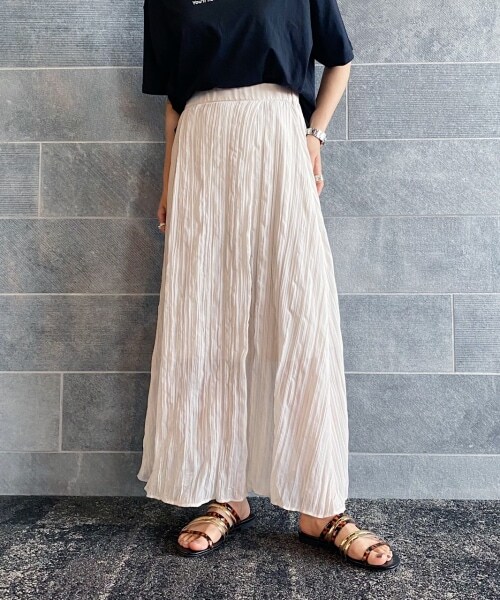 PAGEBOY（ページボーイ）の「シアークリンクルプリーツスカート【新色追加】（スカート・レディース・ブラック/グレージュ/グリーン/ダークブラウン・F）」の2枚目の写真