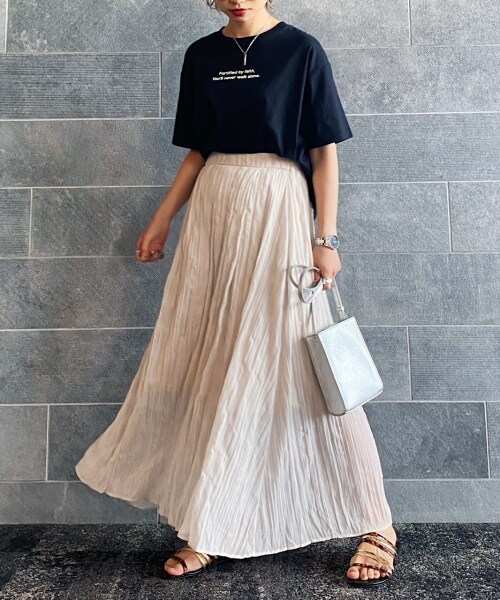 PAGEBOY（ページボーイ）の「シアークリンクルプリーツスカート【新色追加】（スカート・レディース・ブラック/グレージュ/グリーン/ダークブラウン・F）」の8枚目の写真