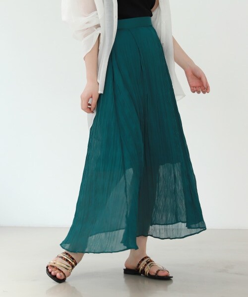 PAGEBOY（ページボーイ）の「シアークリンクルプリーツスカート【新色追加】（スカート・レディース・ブラック/グレージュ/グリーン/ダークブラウン・F）」の4枚目の写真