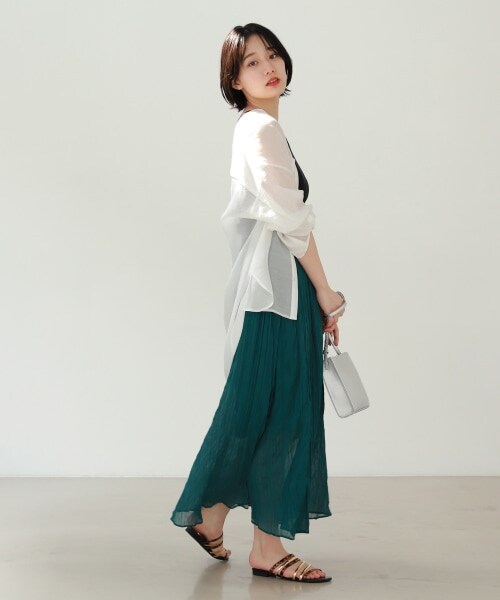 PAGEBOY（ページボーイ）の「シアークリンクルプリーツスカート【新色追加】（スカート・レディース・ブラック/グレージュ/グリーン/ダークブラウン・F）」の11枚目の写真