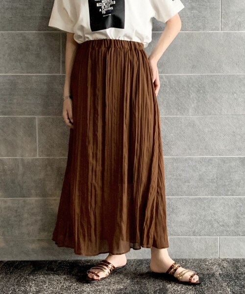 PAGEBOY（ページボーイ）の「シアークリンクルプリーツスカート【新色追加】（スカート・レディース・ブラック/グレージュ/グリーン/ダークブラウン・F）」の10枚目の写真