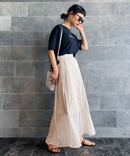 PAGEBOY（ページボーイ）の「シアークリンクルプリーツスカート【新色追加】（スカート・レディース・ブラック/グレージュ/グリーン/ダークブラウン・F）」の9枚目の写真