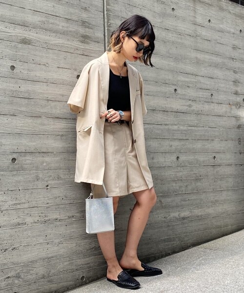 PAGEBOY（ページボーイ）の「【期間限定プライス】SETUPショートトラウザー（パンツ・レディース・ブラック/ベージュ/グリーン・F）」の7枚目の写真