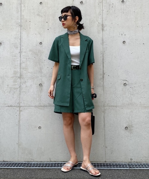 PAGEBOY（ページボーイ）の「【期間限定プライス】SETUPショートトラウザー（パンツ・レディース・ブラック/ベージュ/グリーン・F）」の8枚目の写真