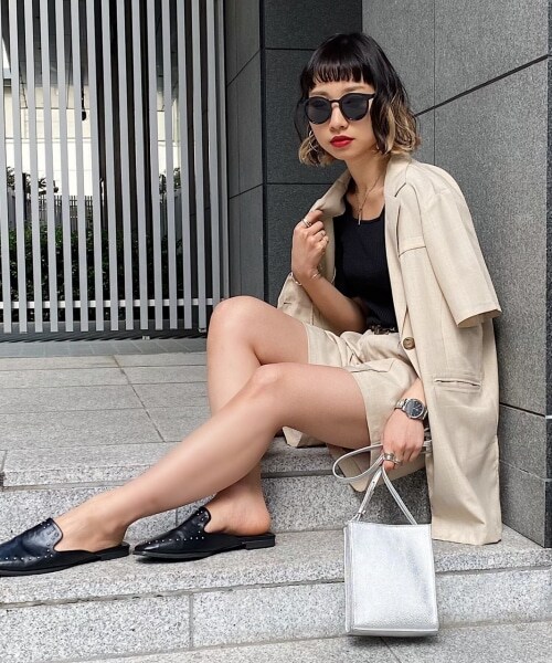 PAGEBOY（ページボーイ）の「【期間限定プライス】SETUPショートトラウザー（パンツ・レディース・ブラック/ベージュ/グリーン・F）」の5枚目の写真