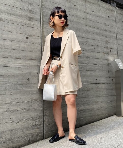 PAGEBOY（ページボーイ）の「【期間限定プライス】SETUPショートトラウザー（パンツ・レディース・ブラック/ベージュ/グリーン・F）」の6枚目の写真