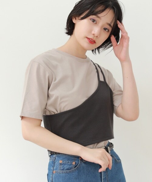PAGEBOY（ページボーイ）の「ワンショルレイヤードカットソー（トップス・レディース・オフホワイト/ブラック/グレージュ・F）」の3枚目の写真