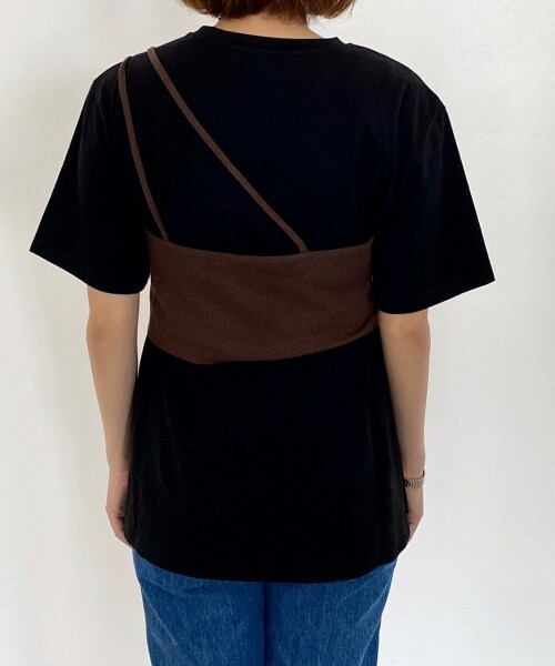 PAGEBOY（ページボーイ）の「ワンショルレイヤードカットソー（トップス・レディース・オフホワイト/ブラック/グレージュ・F）」の11枚目の写真