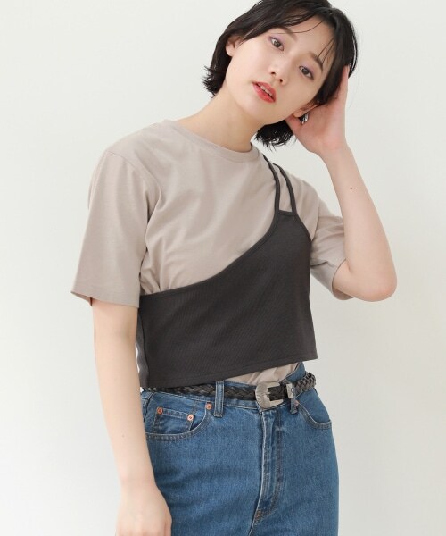 PAGEBOY（ページボーイ）の「ワンショルレイヤードカットソー（トップス・レディース・オフホワイト/ブラック/グレージュ・F）」の7枚目の写真