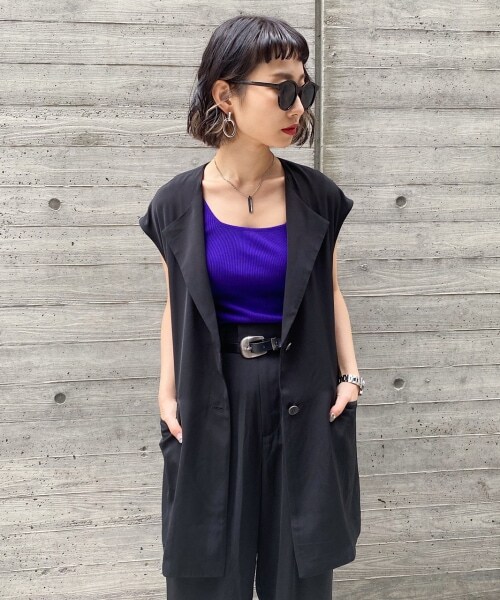 PAGEBOY（ページボーイ）の「セットアップモードジレ（トップス・レディース・ブラック/ライトブルー・F）」の4枚目の写真