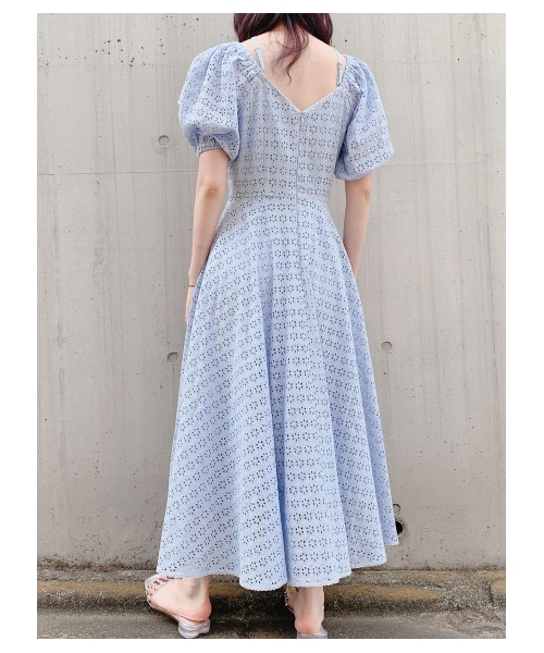 lillilly コットンレースワンピース lilLilly（リルリリー）の「コットンレースパフミニドレス