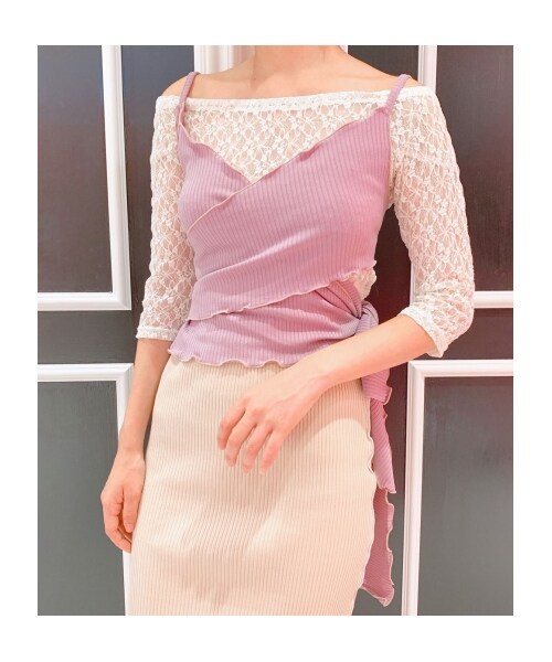 lilLilly（リルリリー）の「リブマルチトップス（トップス・レディース・PINK/BLUE/PURPLE/BLACK/BEIGE・FREE）」の6枚目の写真