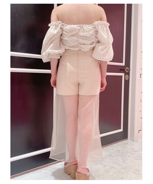 lilLilly（リルリリー）の「オーガンジーワイドパンツ（パンツ・レディース・WHITE/BEIGE/BLACK/PINK・S/M）」の7枚目の写真