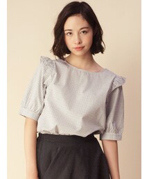 w closet | 【A/W】格子柄袖フリルプルオーバー(トップス)